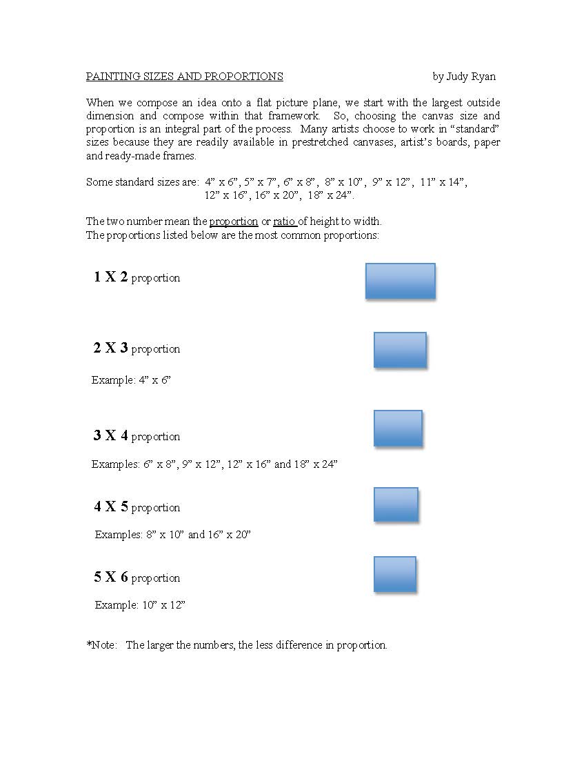 Painting proportion list