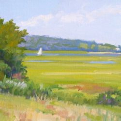 Essex Marsh in Spring, oil on canvas, 10"x20"