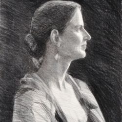 Portrait Drawing, charcoal on paper, life size