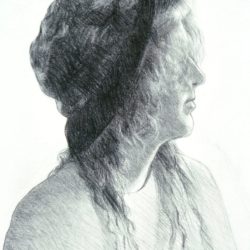 Portrait Drawing, charcoal of paper, life size