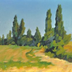 Row of Poplar Trees, oil on panel, 8"x10"