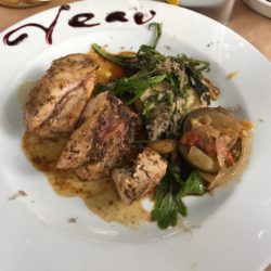 Veal with greens and risotto