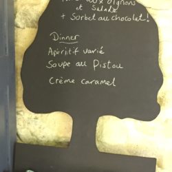 Menu board at B & B