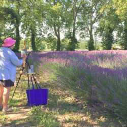 Linda painting lavender field