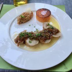 Pork Medallions with risotto and sweet potato mousse
