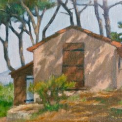 Le Petit Cabane in San Tropez, oil on canvas, 8"x10"