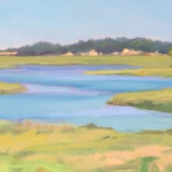 Yellow Salt Marsh, 9"x20", oil on panel