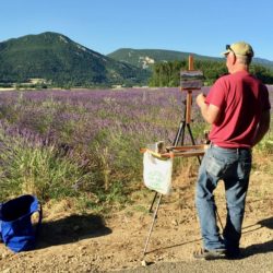 John painting a field of lavender